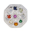 Multi Stone Navratna Indischer Silber Multicolor Edelstein Chunky Cocktail Ring Schmuck