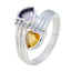 Multi Stone Toi et Moi French Sterling Silver multicolor Gemstone Minimal Heart Ring Jewelry