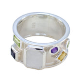Multi Stone Hexa Moroccan 92.5 Silver multicolor Gemstones Essential Abstract Band Jewellery