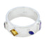 Multi Stone quarter Russian 92.5 Silver multicolor Gems Minimal Abstract Band Jewellery