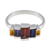 Multi Stone Penta Korean 925 Sterling Silver multicolor Gems Whisper thin Glamorous Ring Jewelry
