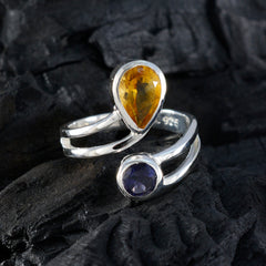 Multi Stone Toi et Moi Russian 92.5 Silver multicolor Gemstone Tiny Artisan Ring Jewellery
