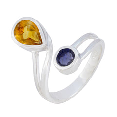 Multi Stone Toi et Moi Russian 92.5 Silver multicolor Gemstone Tiny Artisan Ring Jewellery