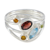 Multi Stone Penta African 92.5 Silver multicolor Gemstone Eye catching Modern Ring Jewellery