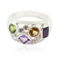 Multi Stone quarter Indian 92.5 Silver multicolor Gems Eye catching Modern Ring Jewelry
