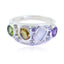 Multi Stone quarter Russian 925 Silver multicolor Gems Classic Glamorous Ring Jewellery