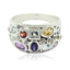 Multi Stone multiple African Silver multicolor Gemstone Mid weight Sophisticated Ring Jewelry