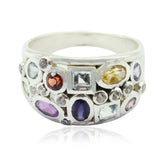 Multi Stone mehrere afrikanische Silber mehrfarbige Edelsteine Mittelgewicht anspruchsvoller Ring Schmuck