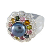 Multi Stone Halo French 925 Sterling Silver multicolor Gems Statement Cocktail Ring Jewellery