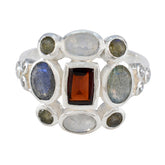 Multi Stone Navratna Indian 925 Silver multicolor Gems Classic Cocktail Ring Jewelry