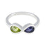 Multi Stone Toi et Moi Korean Silver multicolor Gems Dainty Feminine Ring Jewellery