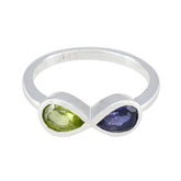 Multi Stone Toi et Moi Korean Silver multicolor Gems Dainty Feminine Ring Jewellery