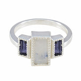 Multi Stone Trilogy Indian Silver multicolor Gemstone Featherlight Artisan Ring Jewellery