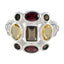 Multi Stone Navratna Russian 925 Sterling Silver multicolor Gemstones Classic Cocktail Ring Jewelry