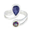 Multi Stone Toi et Moi French 925 Sterling Silver multicolor Gems Tiny Abstract Ring Jewellery