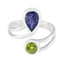 Multi Stone Toi et Moi German Silver multicolor Gemstone Tiny Trendy Ring Jewelry