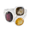 Multi Stone Trilogy German 925 Silver multicolor Gemstones Eye catching Cocktail Ring Jewelry