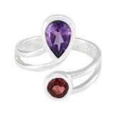 Multi Stone Toi et Moi Afrikanischer 925 Silber mehrfarbige Edelsteine Winziger Boho Ring Schmuck