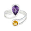 Multi Stone Toi et Moi French Sterling Silver multicolor Gemstone Tiny Love Ring Jewelry