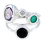 Multi Stone quarter Russian Sterling Silver multicolor Gemstones Minimal Abstract Ring Jewellery