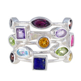 Multi Stone multiple German Silver multicolor Gems Eye catching Cocktail Ring Jewelry