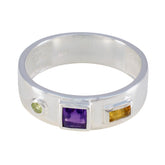 Multi Stone Trilogy Moroccan 925 Sterling Silver multicolor Gems Tiny Abstract Band Jewellery