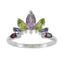 Multi Stone Hepta American 925 Silver multicolor Gemstone Dainty crown Ring Jewelry