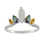 Multi Stone Penta Turkish 925 Silver multicolor Gemstones Elegant crown Ring Jewelry