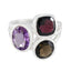 Multi Stone Trilogy Moroccan 92.5 Silver multicolor Gemstone Eye catching Cocktail Ring Jewellery