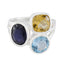 Multi Stone Trilogy French Silver multicolor Gems Eye catching Cocktail Ring Jewellery