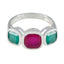 Multi Stone Trilogy German Sterling Silver multicolor Gemstone Slim Romantic Ring Jewelry