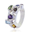 Multi Stone multiple German Sterling Silver multicolor Gemstone Versatile Cocktail Ring Jewellery