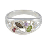 Multi Stone multiple German 925 Sterling Silver multicolor Gemstones Tiny Sophisticated Ring Jewellery