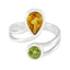 Multi Stone Toi et Moi Russian Silver multicolor Gemstones Tiny Sophisticated Ring Jewelry