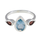 Multi Stone Trilogy Japanese Silver multicolor Gemstones Dainty Trendy Ring Jewellery