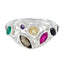 Multi Stone multiple French 925 Sterling Silver multicolor Gemstones Minimal Cocktail Ring Jewelry