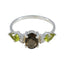 Multi Stone Trilogy Korean Silver multicolor Gemstone Delicate Romantic Ring Jewellery