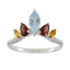 Multi Stone Penta American 92.5 Silver multicolor Gems Elegant crown Ring Jewellery