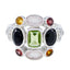 Multi Stone Navratna African Silver multicolor Gemstones Classic Cocktail Ring Jewelry