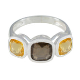 Multi Stone Trilogy Indian 925 Silver multicolor Gemstones Slim Feminine Ring Jewellery