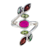 Multi Stone Hepta German 92.5 Silver multicolor Gems Mid weight Cocktail Ring Jewellery