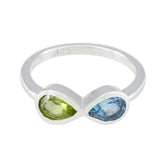 Multi Stone Toi et Moi Turkish Sterling Silver multicolor Gems Dainty Modern Ring Jewellery