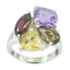 Multi Stone quarter Russian Sterling Silver multicolor Gemstones Versatile Cocktail Ring Jewelry