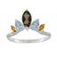 Multi Stone Penta Japanese Silver multicolor Gemstones Elegant crown Ring Jewellery