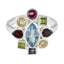 Multi Stone navratna African 92.5 Silver multicolor Gems Eye catching Cocktail Ring Jewelry