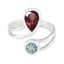 Multi Stone Toi et Moi French 92.5 Silver multicolor Gemstones Tiny Abstract Ring Jewellery