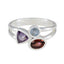 Multi Stone Trilogy Indian 925 Sterling Silver multicolor Gemstone Minimal Romantic Ring Jewellery
