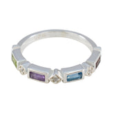 Multi Stone quarter American Sterling Silver multicolor Gems Dainty Trendy Band Jewelry