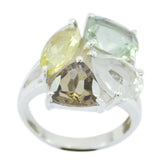 Multi Stone quarter Egyptian 92.5 Silver multicolor Gemstone Versatile Cocktail Ring Jewelry
