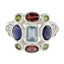 Multi Stone Navratna French 925 Sterling Silver multicolor Gems Classic Cocktail Ring Jewelry